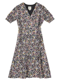 Joanie Clothing Natural History Museum X Joanie – Savannah Meteorite Print Wrap Dress- UK 22  – Sustainable Organic Cotton (Purple)