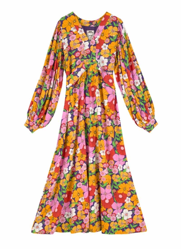 Joanie Clothing Dawn O’Porter X Joanie - Sazerac Vintage Floral Print Midaxi Dress - UK 18 (Orange)