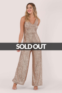 Closet GOLD Rose Sequin Wide Leg Jumpsuit