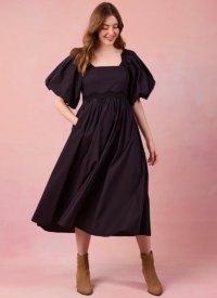 Joanie Clothing Stella Puff Sleeve Midaxi Dress – Black –  UK 26 (Black)