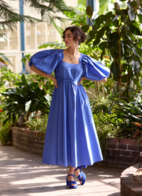 Joanie Clothing Stella Puff Sleeve Midaxi Dress – Blue –  UK 22 (Blue)