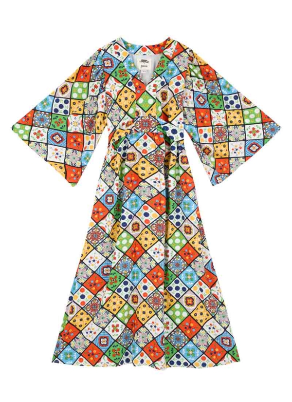 Joanie Clothing Dawn O’Porter X Joanie - Sunrise Vintage Tile Print Midaxi Dress -  UK 20 (White)