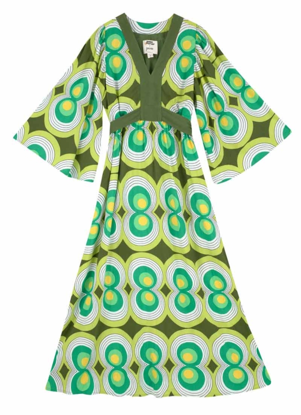 Joanie Clothing Dawn O’Porter X Joanie - Sunrise Retro Optical Print Midaxi Dress -  UK 18 (Green)