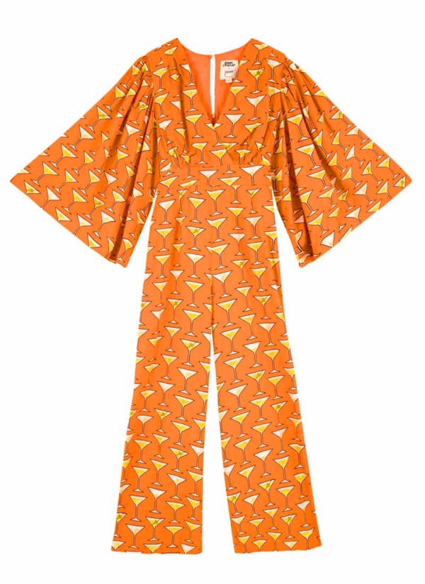 Joanie Clothing Dawn O’Porter X Joanie - Sunset Cocktail Print Jumpsuit -  UK 22 (Orange)