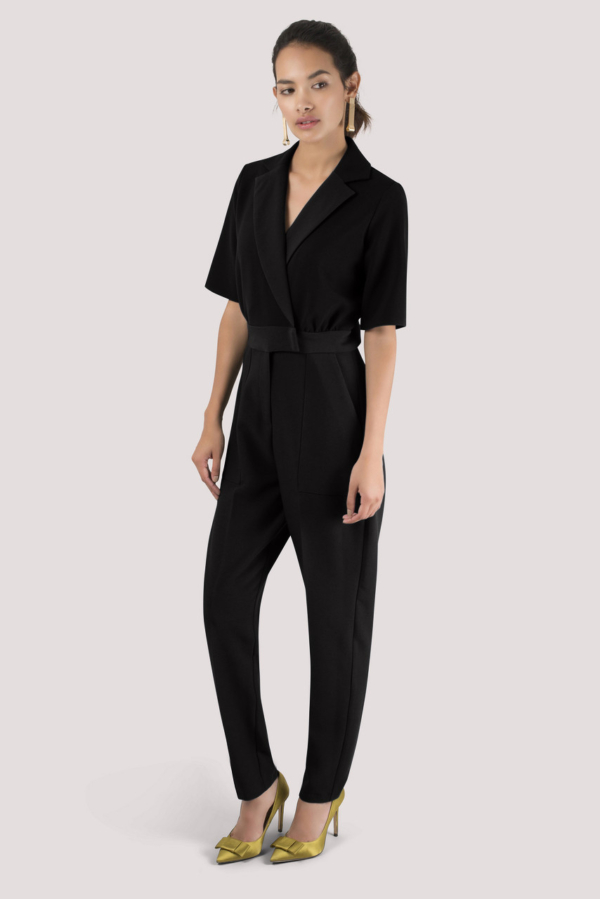 Closet London Black Short Sleeve Collar Jumpsuit