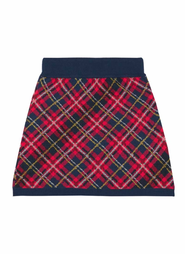 Joanie Clothing Tai Tartan Knit Mini Skirt - Extra Large (UK 20-22) (Red)