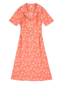 Joanie Clothing Tally Floral Print Midi Tea Dress – Coral –  UK 22 (Orange)