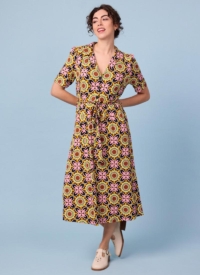 Joanie Clothing Tilly Tile Print Short Sleeve Tea Dress –  UK 26 (Pink)