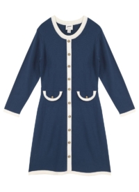 Joanie Clothing Twig Contrast Trim Knitted Dress – Navy – Extra Large (UK 20-22) (Navy)