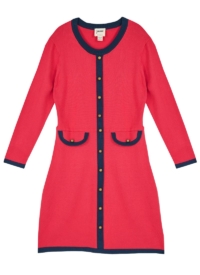 Joanie Clothing Twig Contrast Trim Knitted Dress – Red – Large (UK 16-18) (Red)