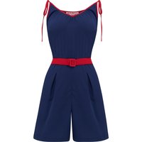 Vintage “Marcie” Beach Playsuit / Romper in Navy With Red 1950s Style