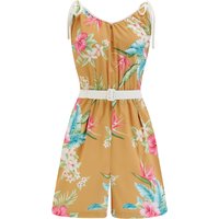 The “Marcie” Beach Playsuit / Romper in Mustard Honolulu With Ivory Contrasts