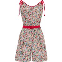 1950s Vintage Style “Marcie” Playsuit in Tutti Frutti print With Red Contrasts