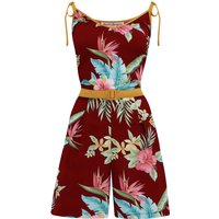 The “Marcie” Beach Playsuit / Romper in Wine Honolulu With Mustard Contrasts