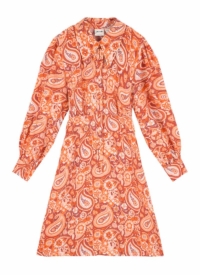 Joanie Clothing Vanya Orange Paisley Wallpaper Print Shirt Dress –  UK 20 (Orange)