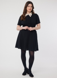 Joanie Clothing Zooey Embroidered Collar Dress – Black –  UK 22 (Black)