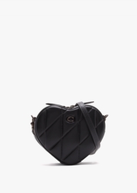 COACH Heart Quilted Black Leather Cross-Body Bag