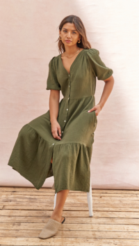 Charli DANIELLE DRESS – DEEP KHAKI