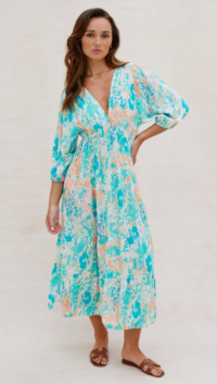 Charli FIONA DRESS – TURQUOISE PRINT