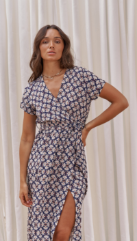 Charli HELENE WRAP DRESS – BLUE PRINT