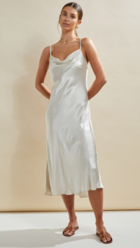 Charli IRIS SATIN DRESS – PEARL