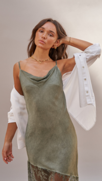 Charli SANDRINE SLIP DRESS – KHAKI