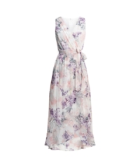 Gina Bacconi  Charly Long Printed Sleeveless Dress With Surplice Neckline – Floral