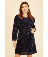 Mela London  Navy Sequin Smock Dress