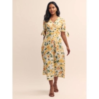 Nobody’s Child Womens Yellow Floral Alexis Midi Dress