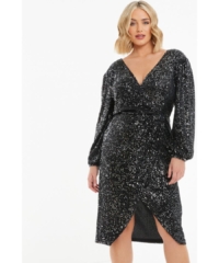 Quiz  Curve Black Sequin Midi Dress