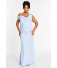 Quiz  Curve Blue Asymmetric Cowl Neck Maxi Dress