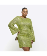 River Island  Bodycon Mini Dress Plus Lime Green Sequin