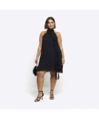 River Island  Mini Shift Dress Plus Black Frill Halter