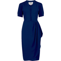 “Mabel” Waterfall Dress in French Navy, A Classic 1940s Inspired Vintage Style