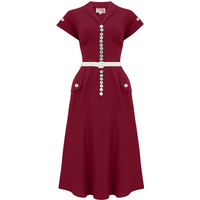 The “Casey” Dress in Solid Wine, True & Authentic 1950s Vintage Style