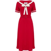 Patti 1940s Nautical Sailor Dress in Red, Authentic true vintage style