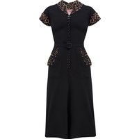 The “Casey” Dress in Black With Leopard Print Contrasts, True & Authentic 1950s Vintage Style