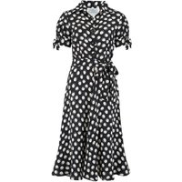 “Iris” Tea Dress in Black Moonshine Print, Classic & Authentic 1940s Style at its Best