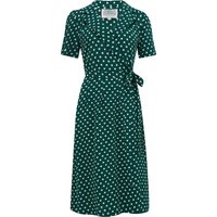 “Peggy” Wrap Dress Green Polka Dot, Classic 1940s True Vintage Style