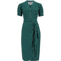 “Mabel” Waterfall Dress in Green Polka, A Classic 1940s Inspired Vintage Style