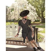 “Lilian” Sarong Dress in Black With White Polka dot , Classic & Authentic 1940s Vintage Style