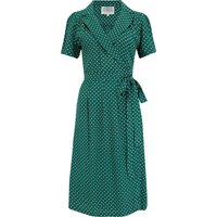 “Peggy” Wrap Dress Green Ditzy Dot , Classic 1940s True Vintage Style