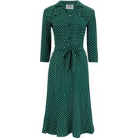 Polly Dress CC41 in Green Ditzy  , Classic 1940s True Vintage Style