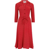 Polly Dress CC41 in Red Ditzy  , Classic 1940s True Vintage Style