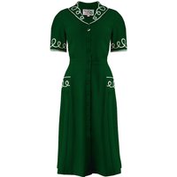 The “Loopy-Lou” Shirtwaister Dress in Green with Contrast RicRac, True 1950s Vintage Style