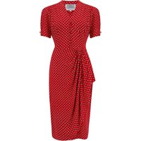 “Mabel” Waterfall Dress in Red Ditzy, A Classic 1940s Inspired Vintage Style