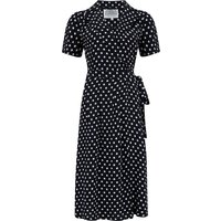 “Peggy” Wrap Dress in Black Polka Dot , Classic 1940s True Vintage Style