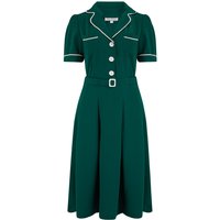 The “Kitty” Shirtwaister Dress in Green with Contrast Ric-Rac, True Late 40s Early 1950s Vintage Style