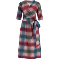 The “Vivien” Full Wrap Dress in Cotswold Check Print, True 1940s To Early 1950s Style