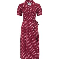 “Peggy” Wrap Dress in Wine Polka Dot, Classic 1940s True Vintage Style